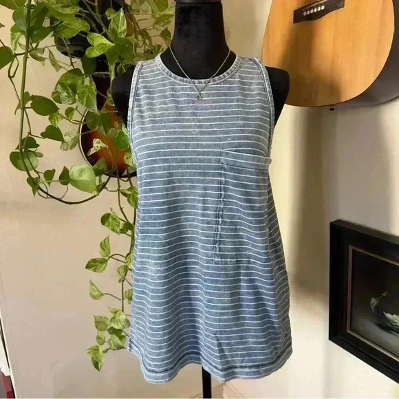 Rag & Bone Denim Striped Tank - Size Medium - Picture 1 of 9